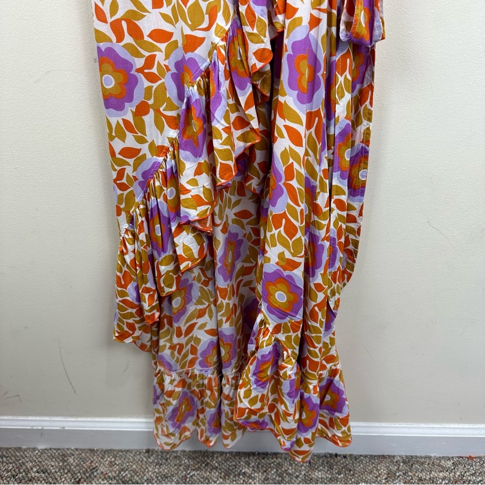 FEATHER & FIND FLORAL PRINTED RUFFLE WRAP MAXI DRESS - Picture 13 of 15